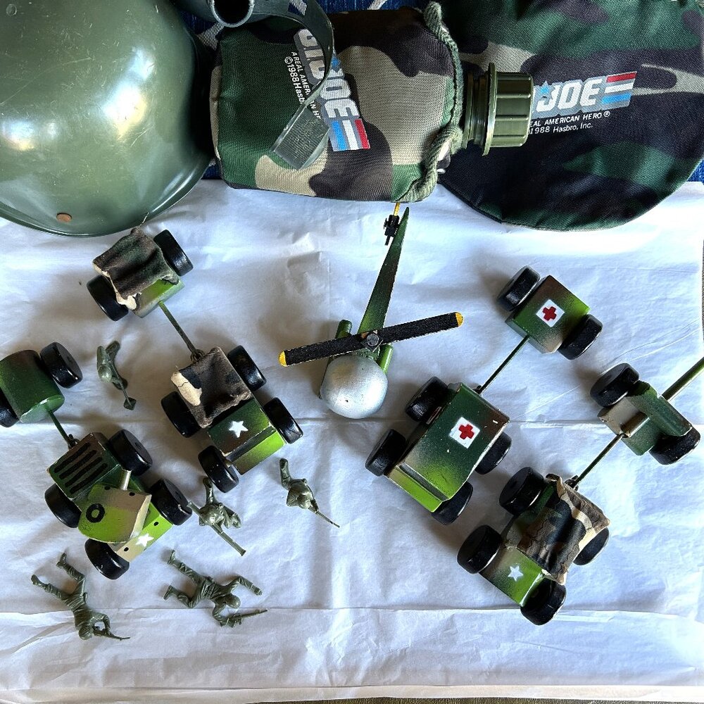 Vintage Wooden Army Vehicle Set 9 pieces